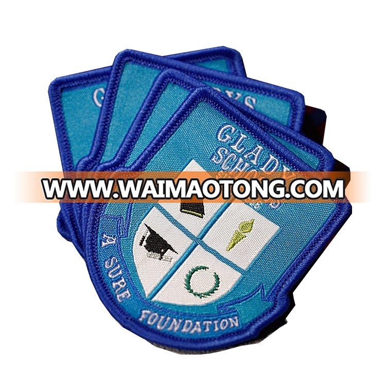 custom high quality school logo uniform woven badge